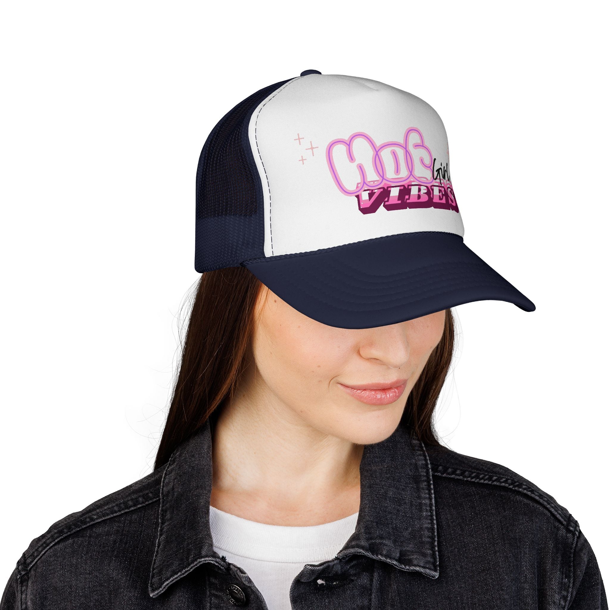 Hot Girl Vibes Trucker Hat, Pink Foam Trucker Cap, Coquette Hat, Y2K Aesthetic Hat, Cute Summer Hat for Women