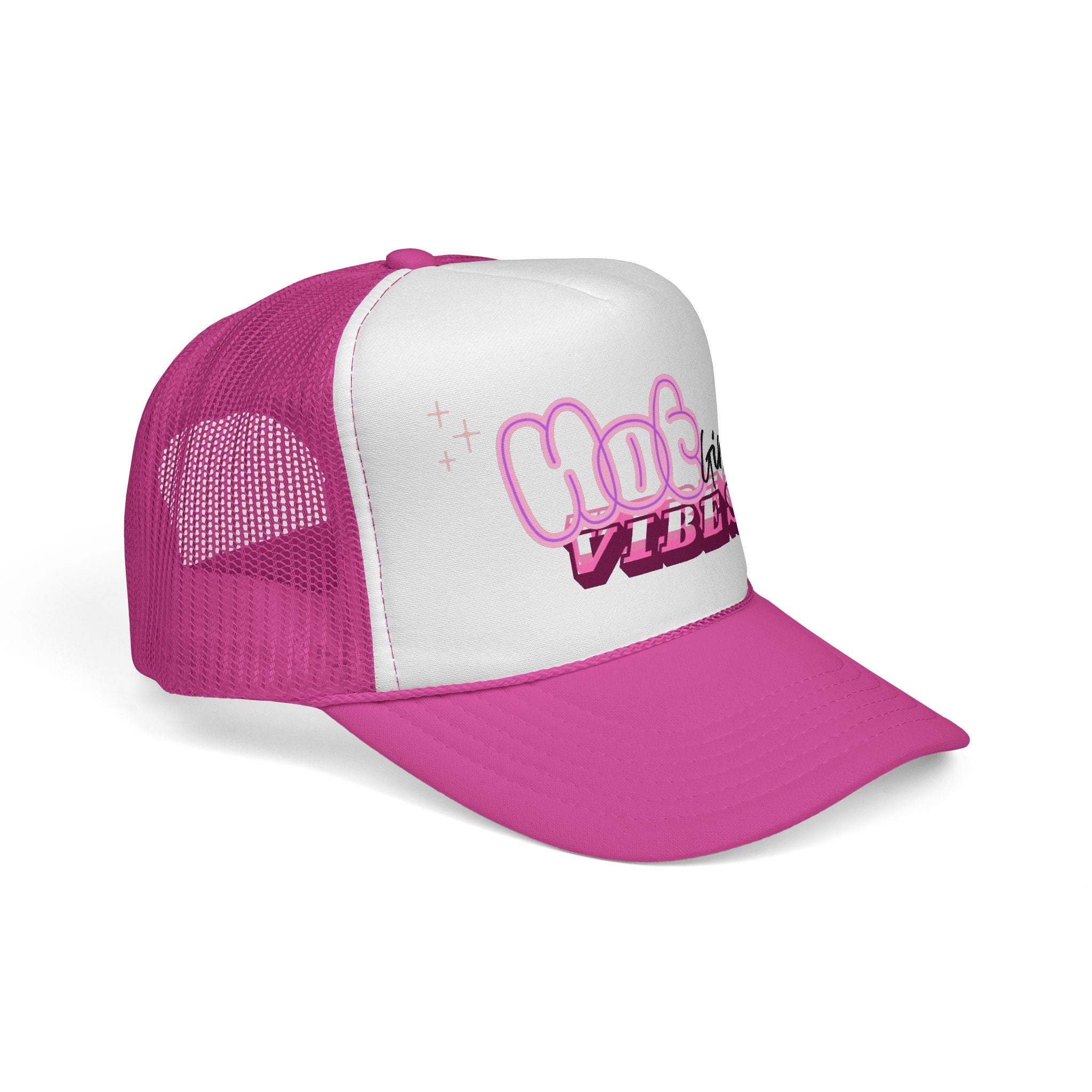 Hot Girl Vibes Trucker Hat, Pink Foam Trucker Cap, Coquette Hat, Y2K Aesthetic Hat, Cute Summer Hat for Women