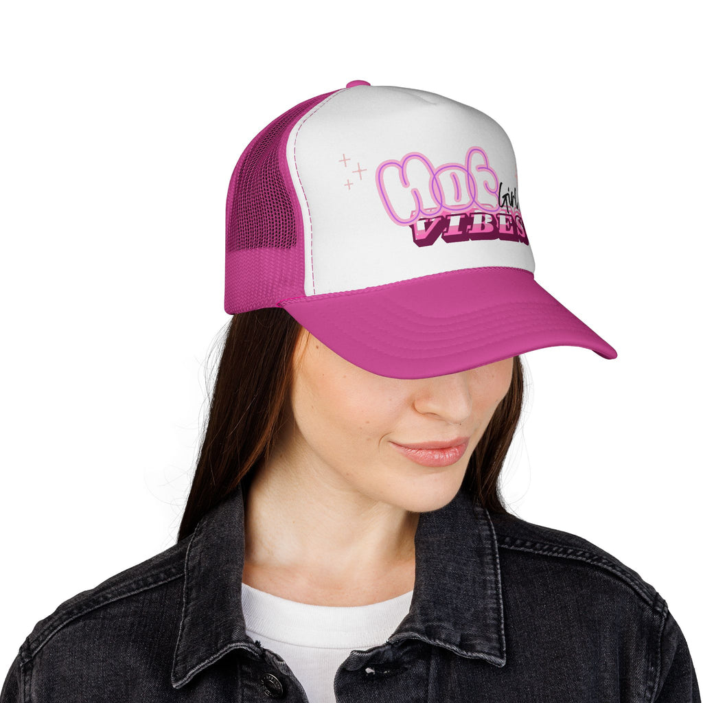 Hot Girl Vibes Trucker Hat, Pink Foam Trucker Cap, Coquette Hat, Y2K Aesthetic Hat, Cute Summer Hat for Women