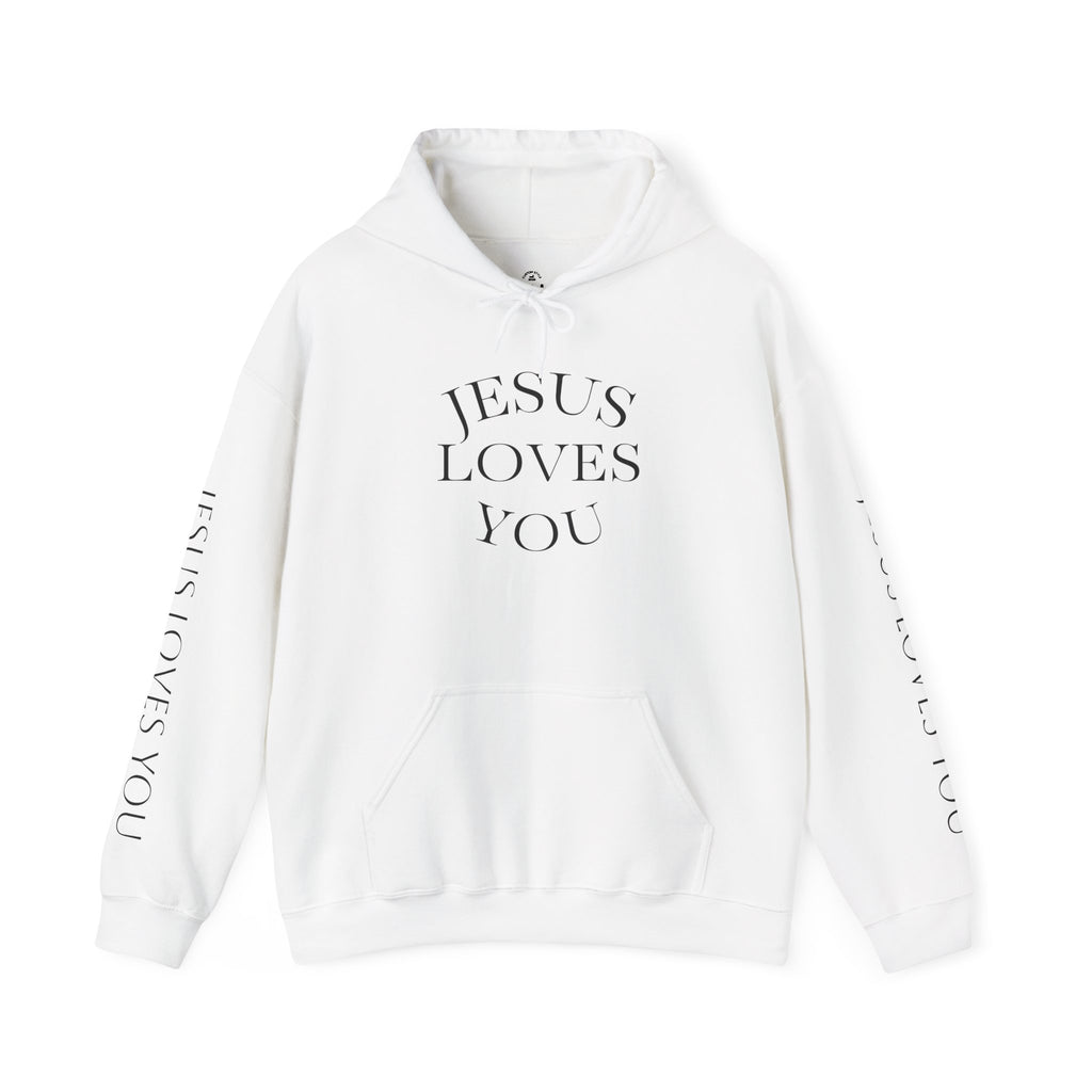 Jesus Loves You Hoodie | Christian Scripture Pullover, John 3:16 Sleeve Print