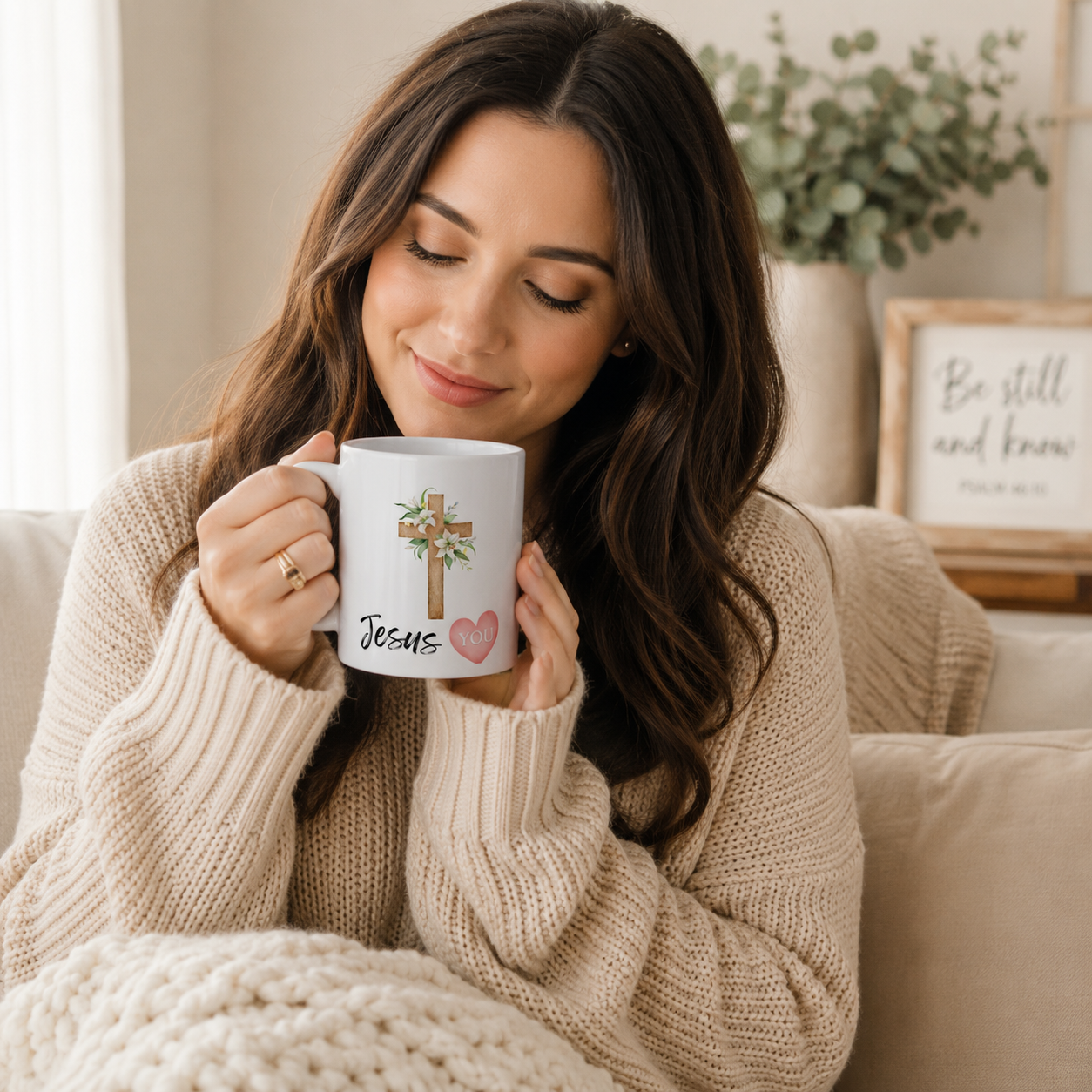 Personalized Double Sided Decorated Christian Scripture Coffee Cup for Christian Women Who Love Jesus