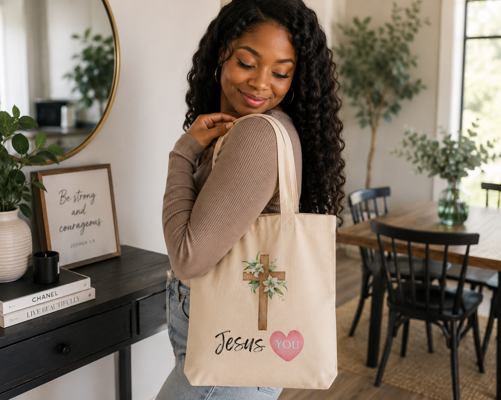 Jesus Loves You Eco Tote Bag | Christian Faith Tote for Christian Women| Minimalist Faithful Tote bag