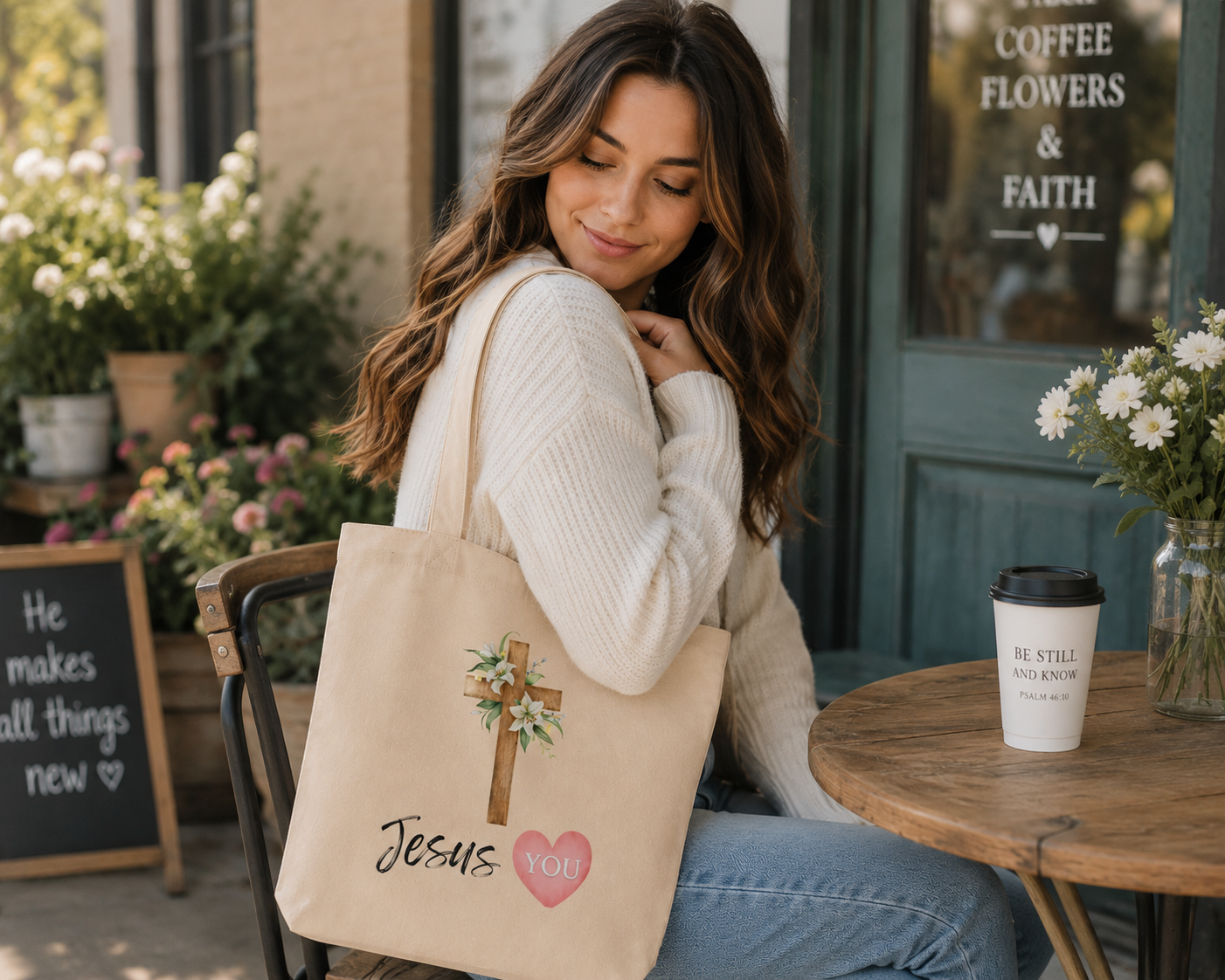 Jesus Loves You Eco Tote Bag | Christian Faith Tote for Christian Women| Minimalist Faithful Tote bag