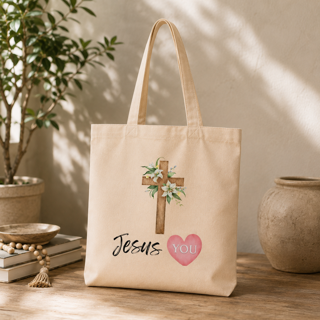 Jesus Loves You Eco Tote Bag | Christian Faith Tote for Christian Women| Minimalist Faithful Tote bag