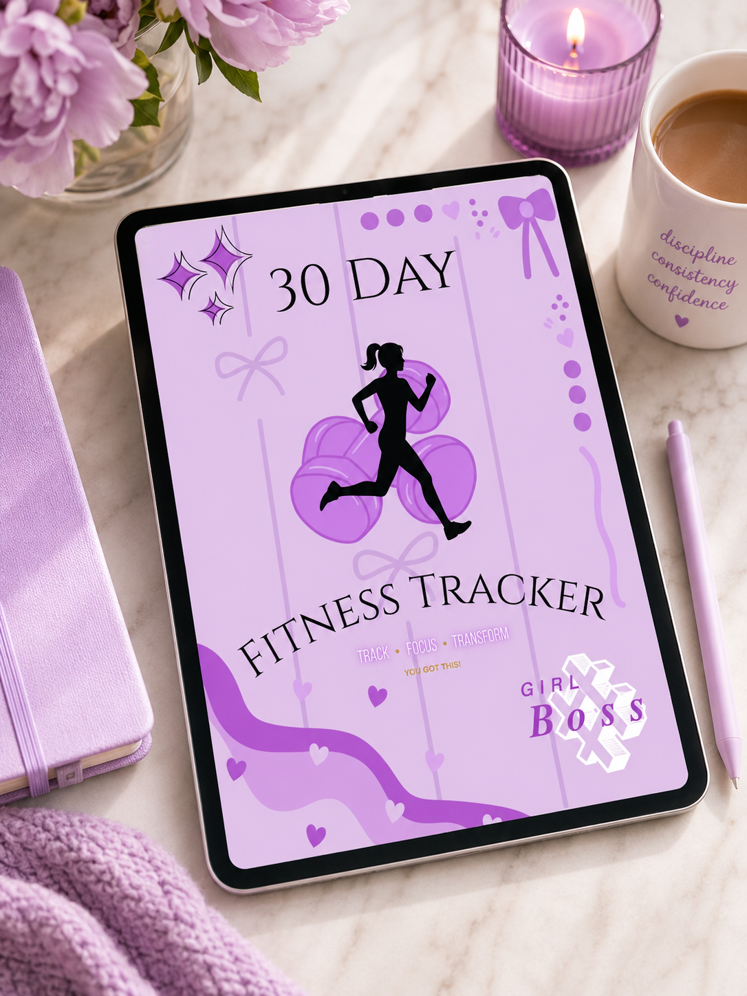 30-Day Purple Digital Fitness Tracker & Reflection Journal for Women | Weight Loss Tracker | Wellness Journal | Health and Habit Tracker